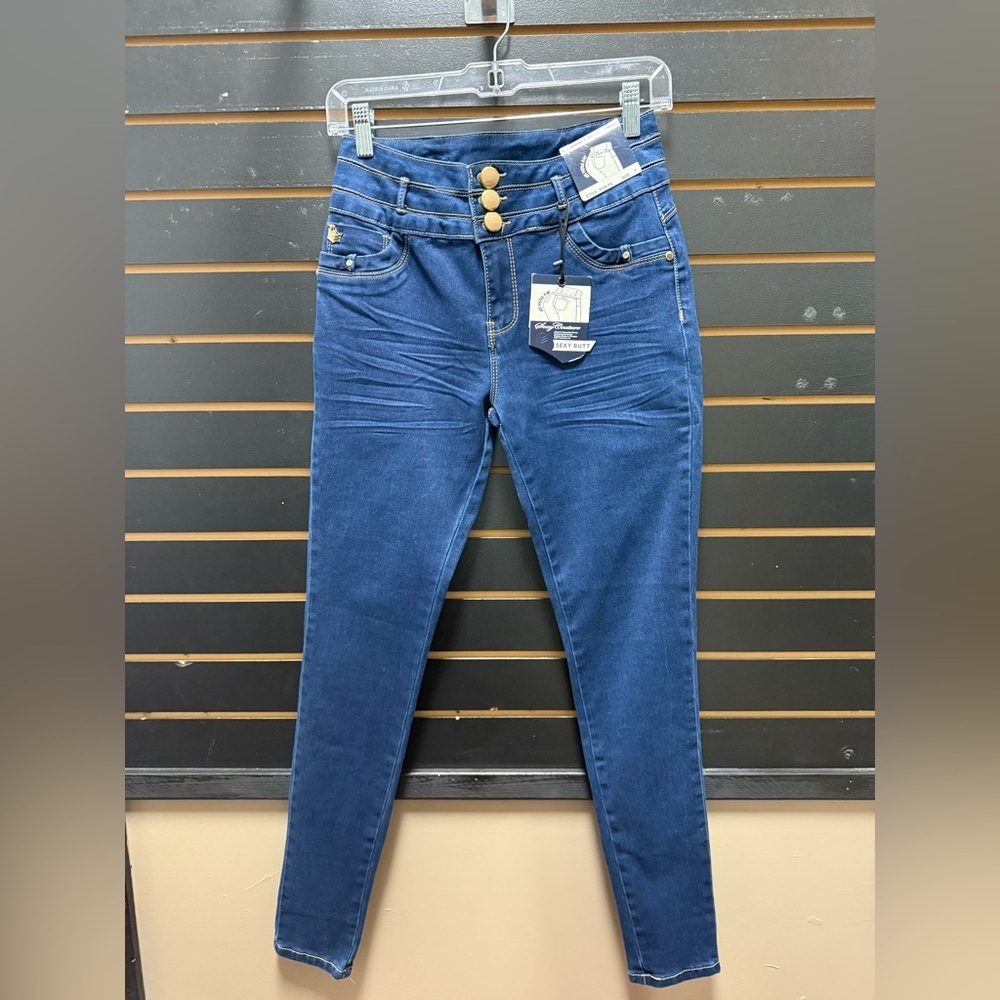Sexy Couture Curvy Skinny Jeans Blue Button Fly Zip Front Shaping Fit NWT